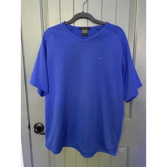 VTG NIKE SPHERE Pullover Shirt Men Large Blue Stretch Short Sleeve Active - Picture 1 of 9
